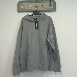 Homme + Femme Cotton Spring Summer Grey Hooded Sweatshirt Blank raw hem new